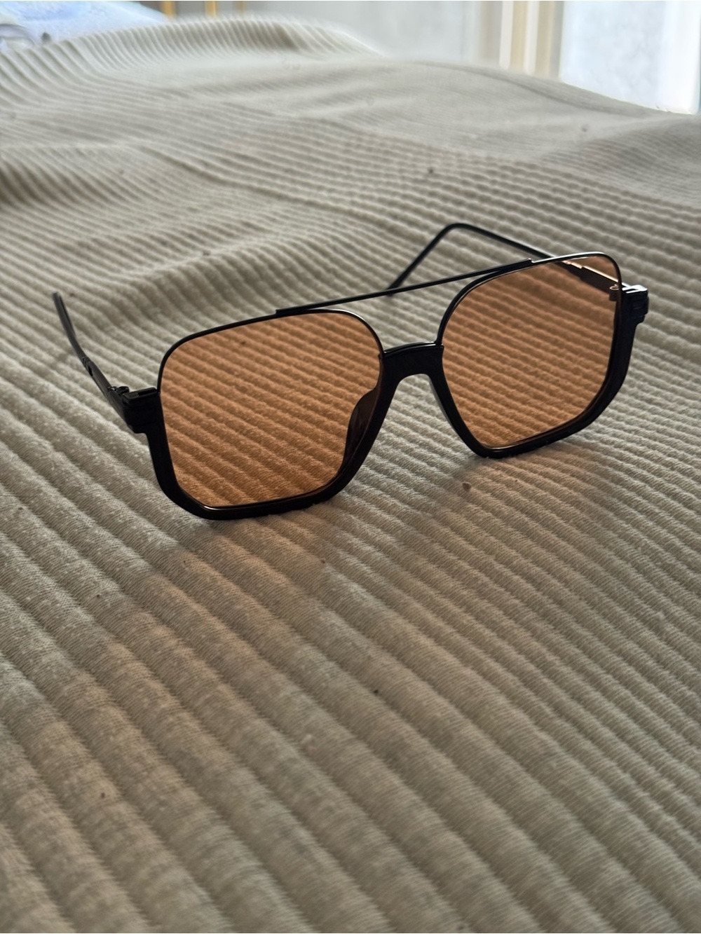 Square Frame Sunglasses with Amber Lenses